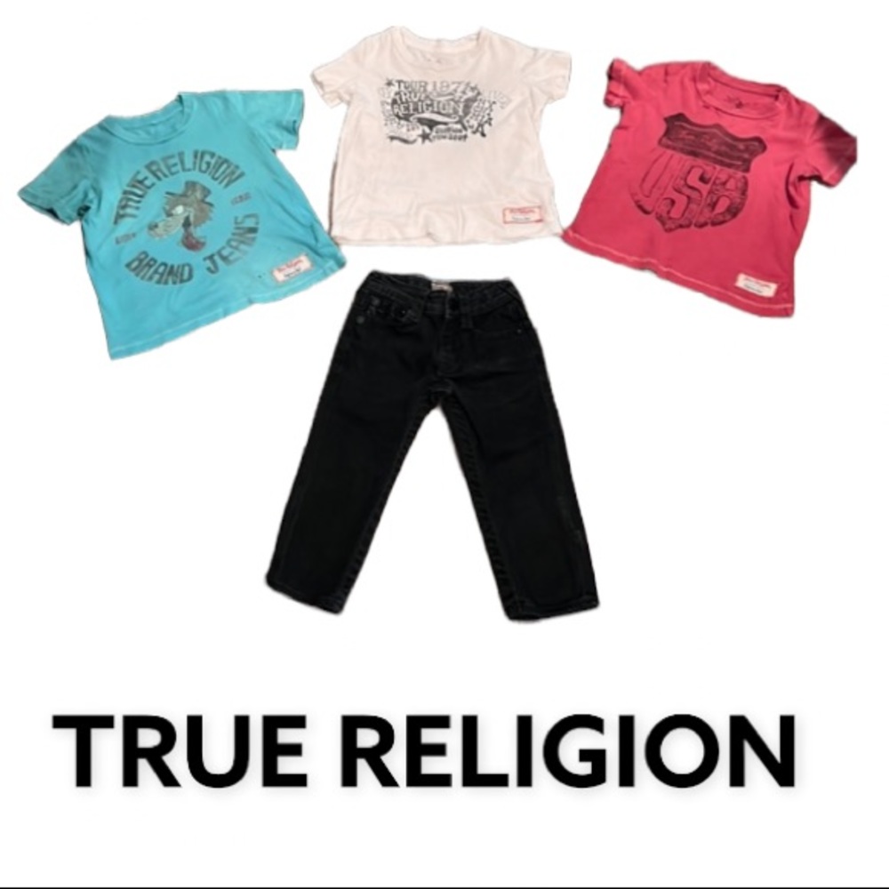 Authentic True Religion baby boys jeans & tee shirt lot sz 2T